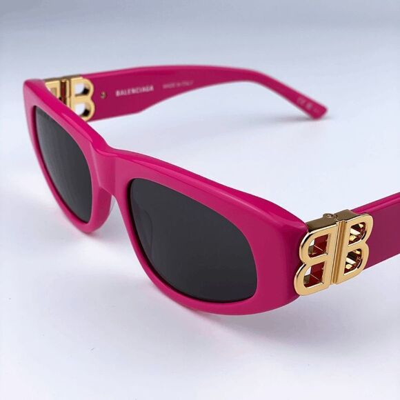 SALE! NEW Balenciaga BB0095S 006 Pink Gold Logo Grey Cat Eye Women Sunglasses main image 8